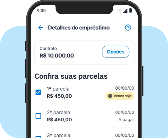 Tela do aplicativo de empréstimo pessoal Neon para acompanhar os empréstimos